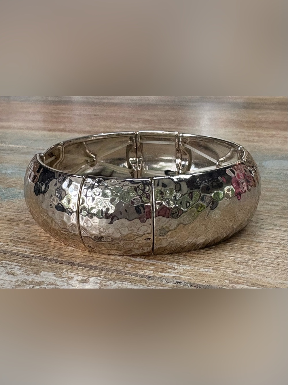 Chico's Silver-Tone Bamboo Link Stretch Bracelet